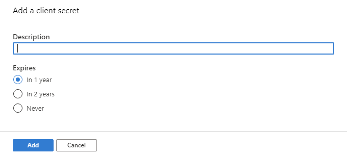 Azure AD App Registration - Add a client secret