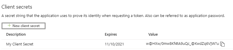 Azure AD App Registration - Client Secret