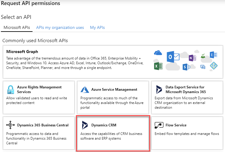 Azure AD App Registration - Select an API