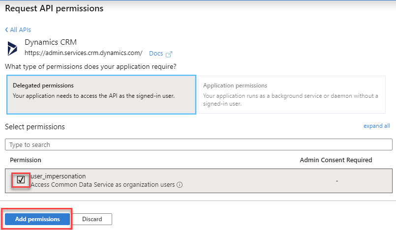 Azure AD App Registration - Request API permissions