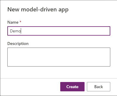 PowerApps Converged Apps - Enter Name and Description