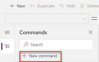 Power FX Commanding - New Command Bar button