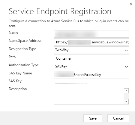 Azure Service Bus Service Endpoint Registration