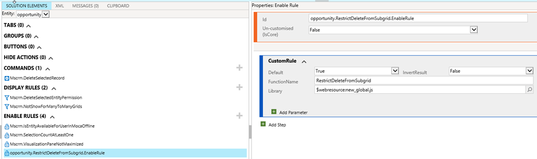 Restrict Delete from Subgrid Command