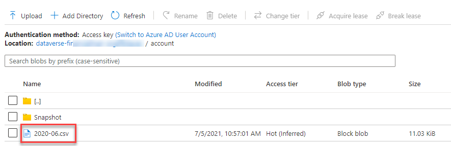 Azure Storage Account - Initial Sync results